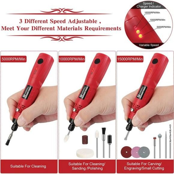 Mini Cordless Rotary Tool,3-Speed Power Rotary Tool Equipped with USB Charging - Picture 2 of 7